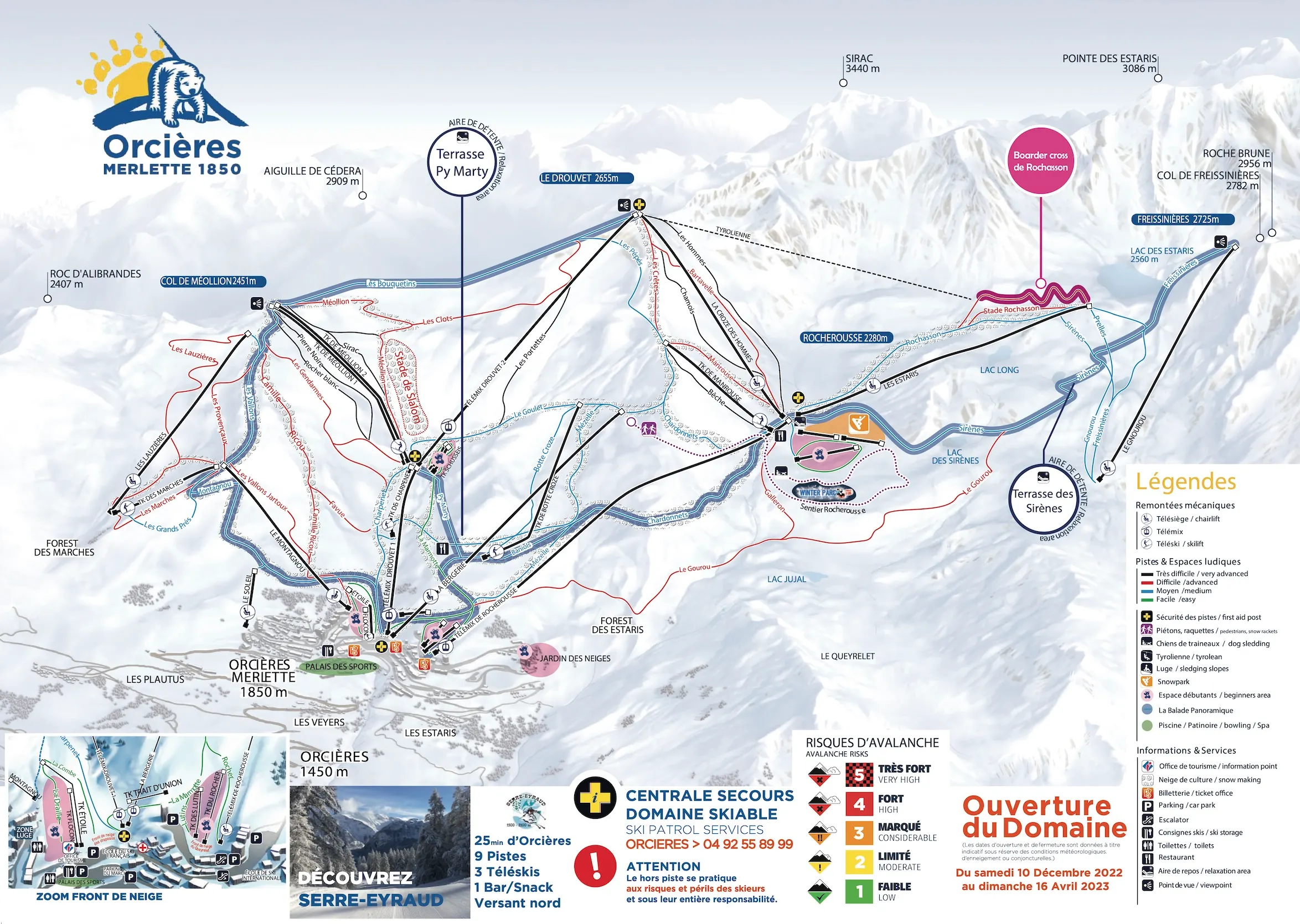 Orcières Merlette ski area map
