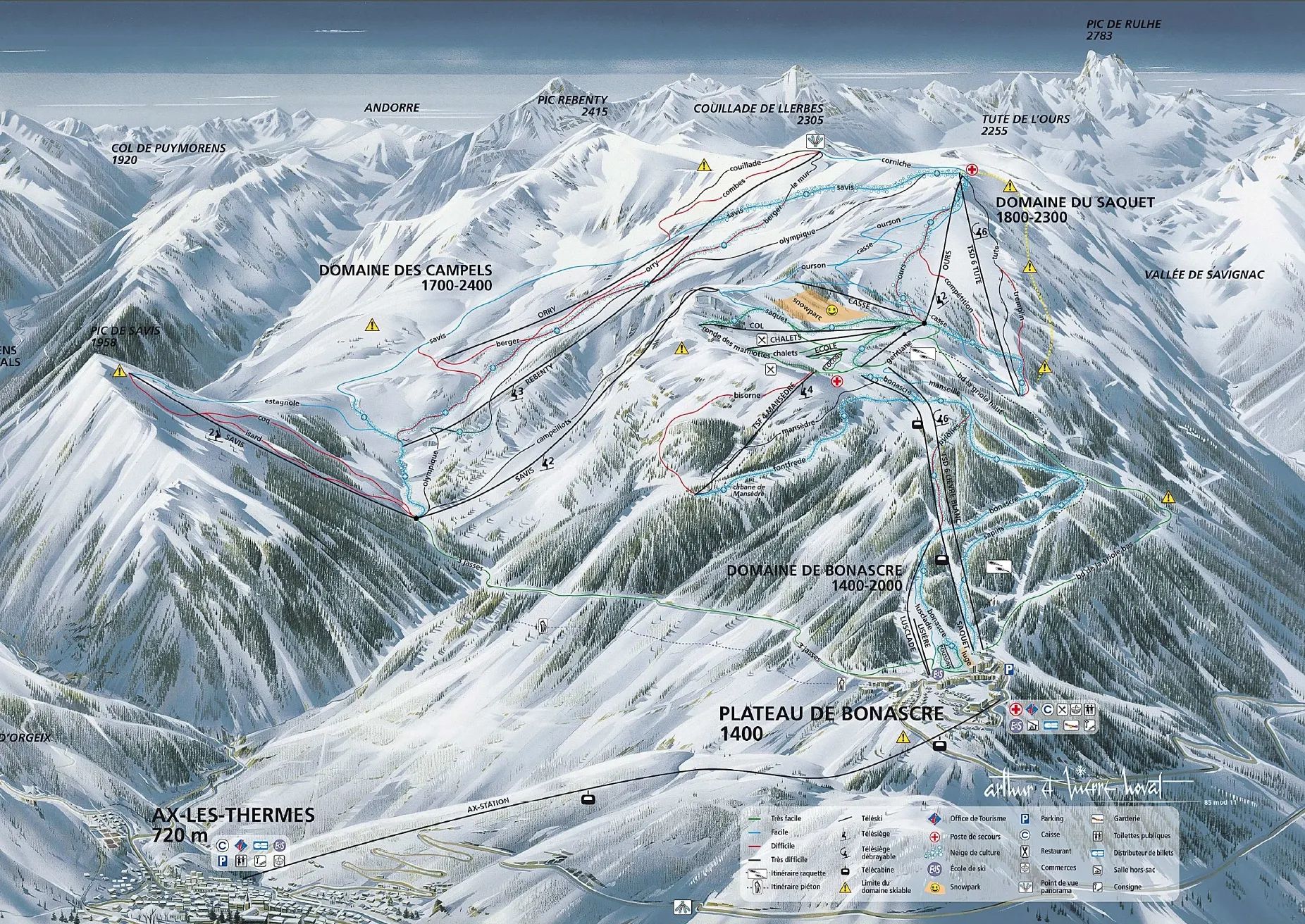 Ax 3 Domaines ski area map
