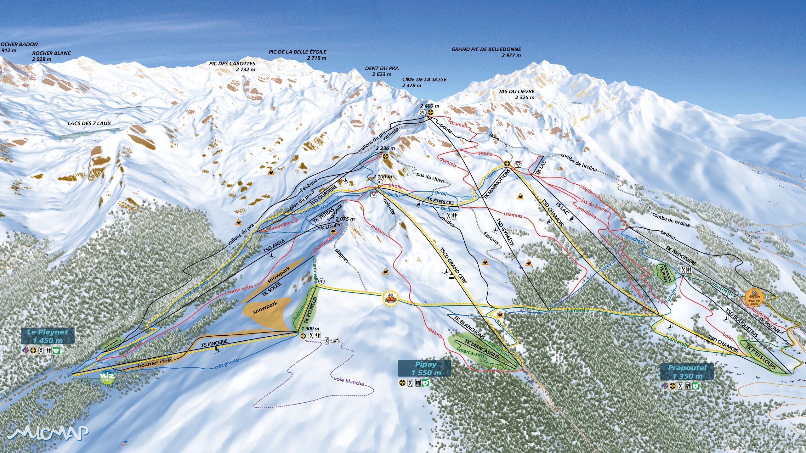 Les 7 Laux ski area map