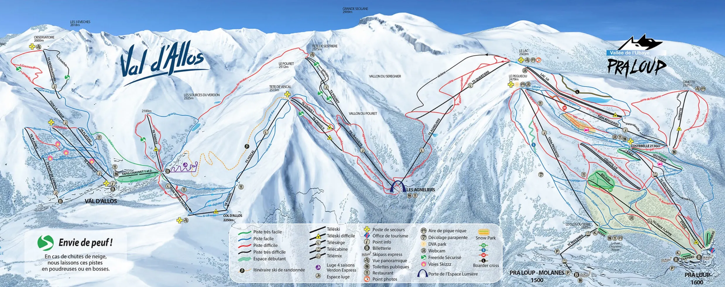 Val d'Allos – Pra Loup ski area map