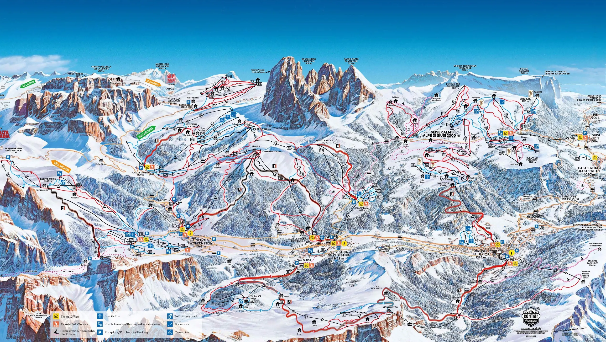 Val Gardena ski area map