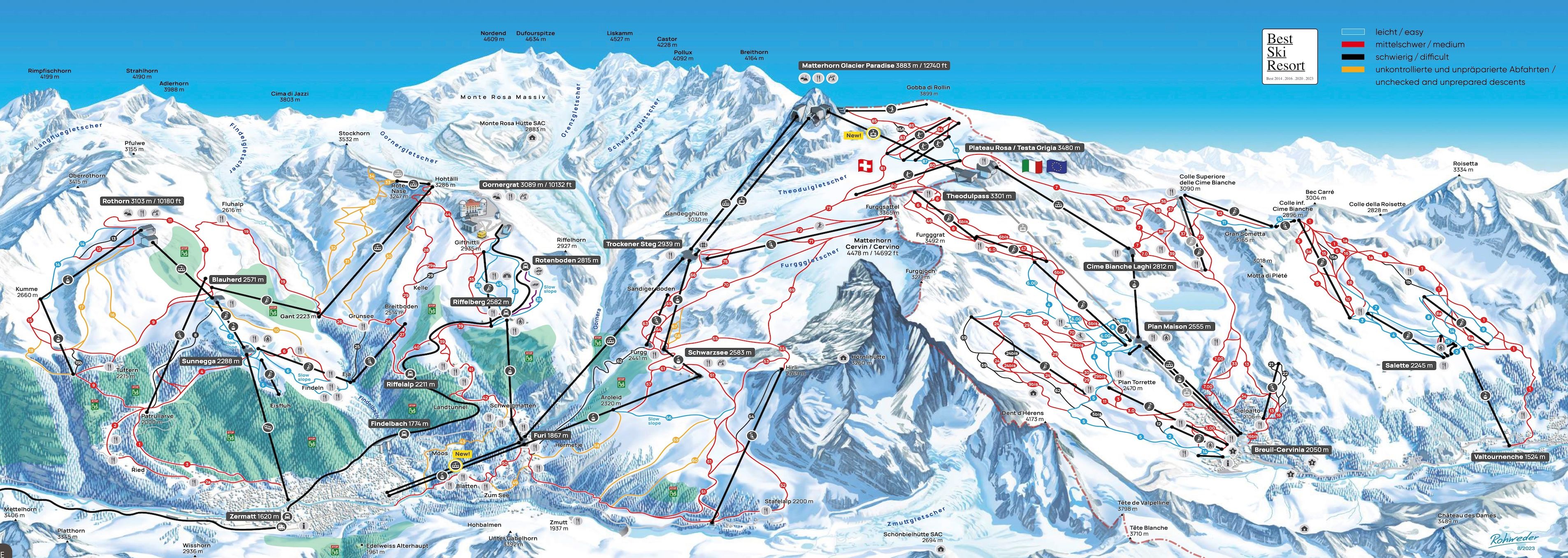 Breuil - Cervinia ski area map