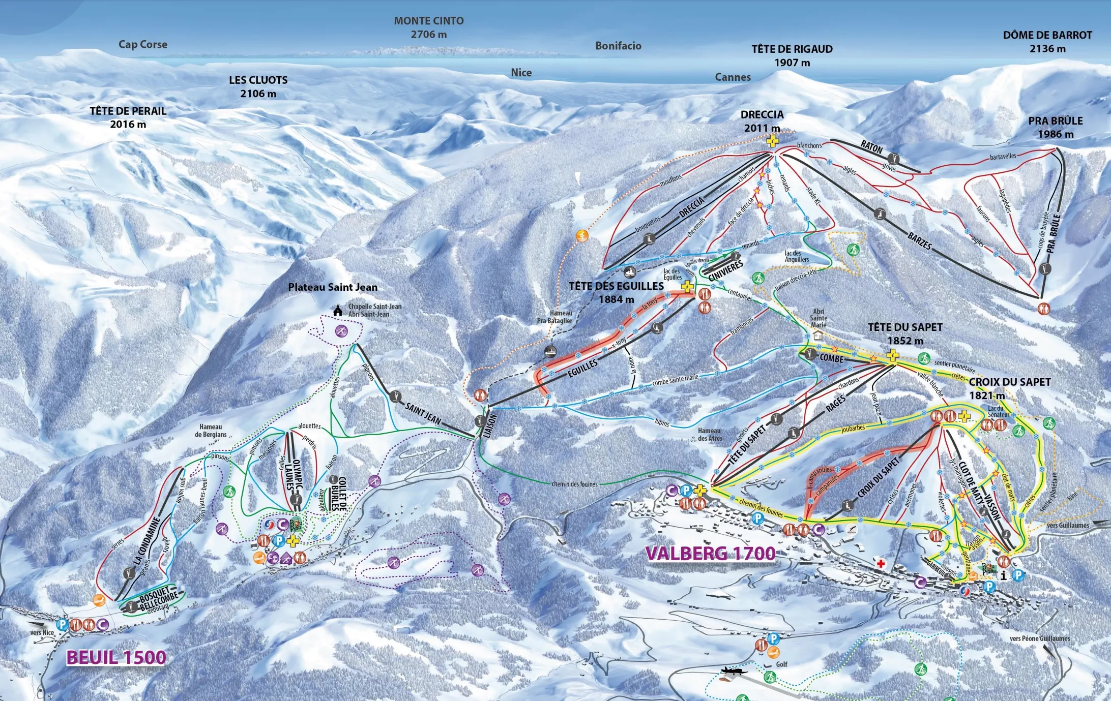 Valberg ski area map