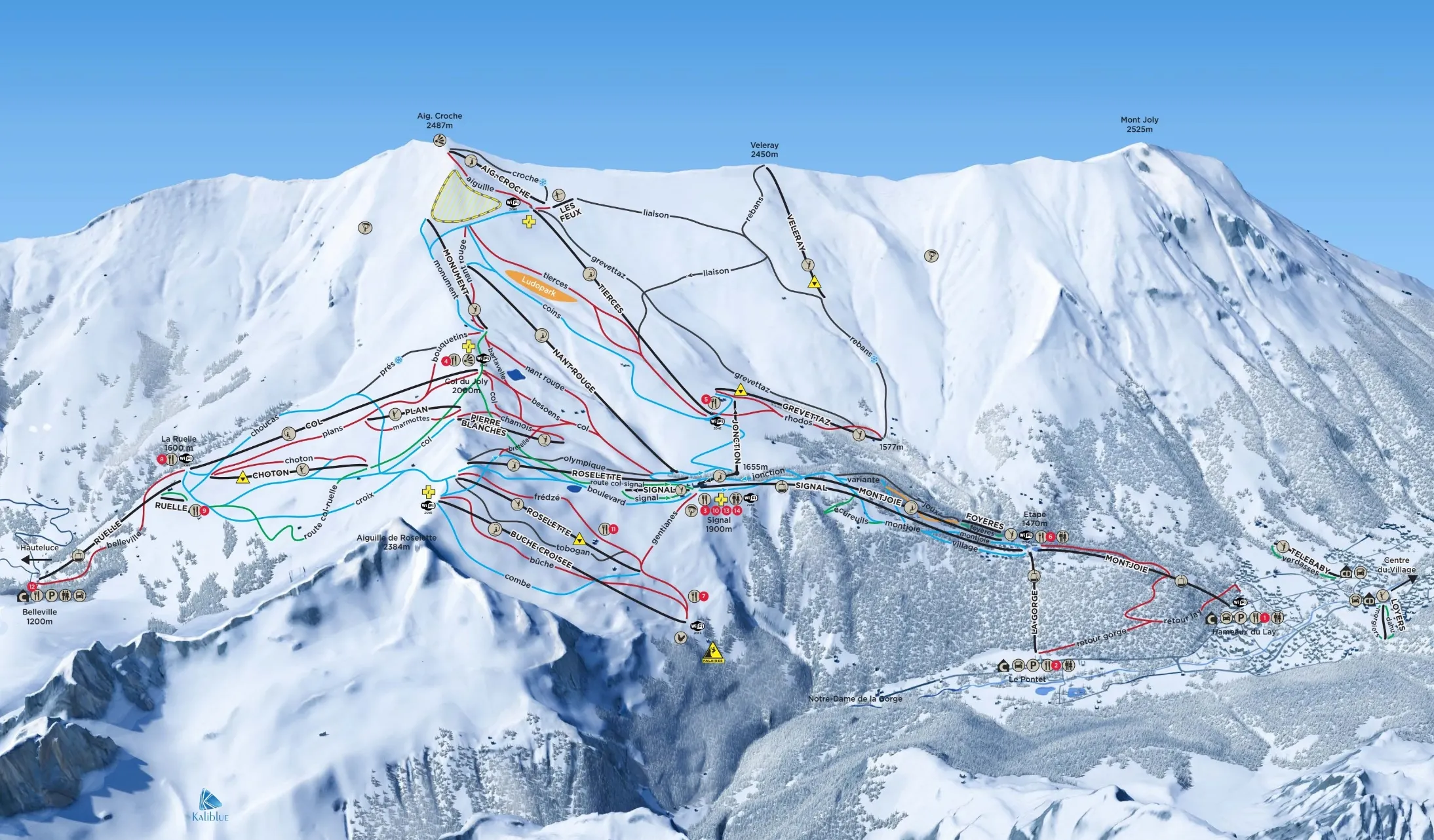 Les Contamines ski area map
