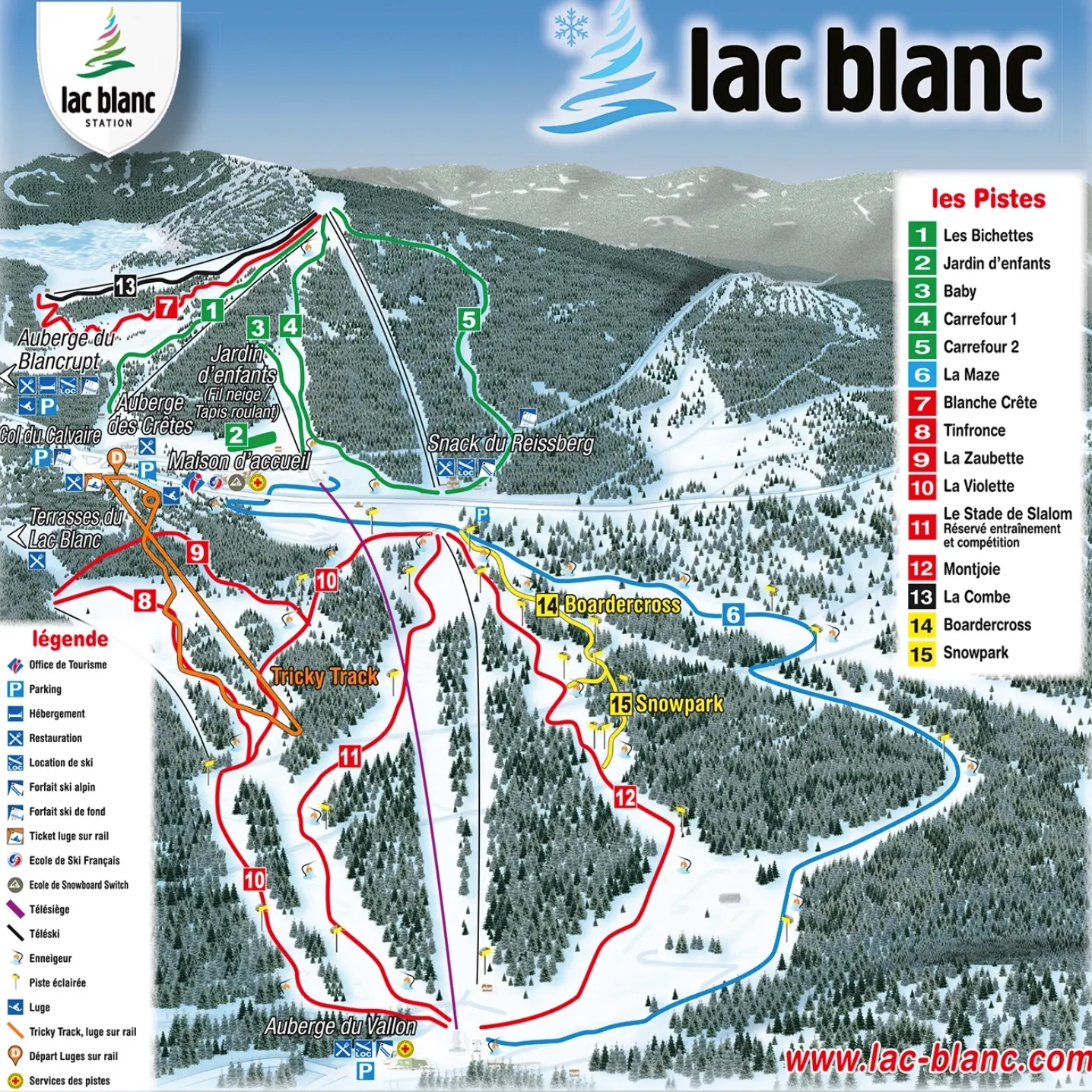Lac Blanc ski area map