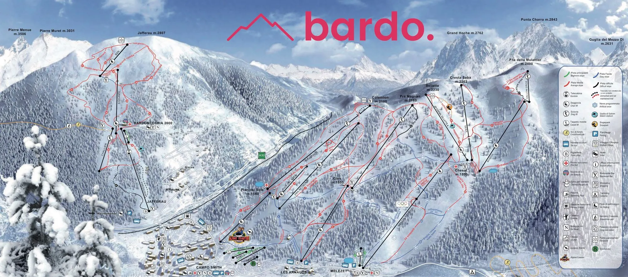 Bardonecchia ski area map
