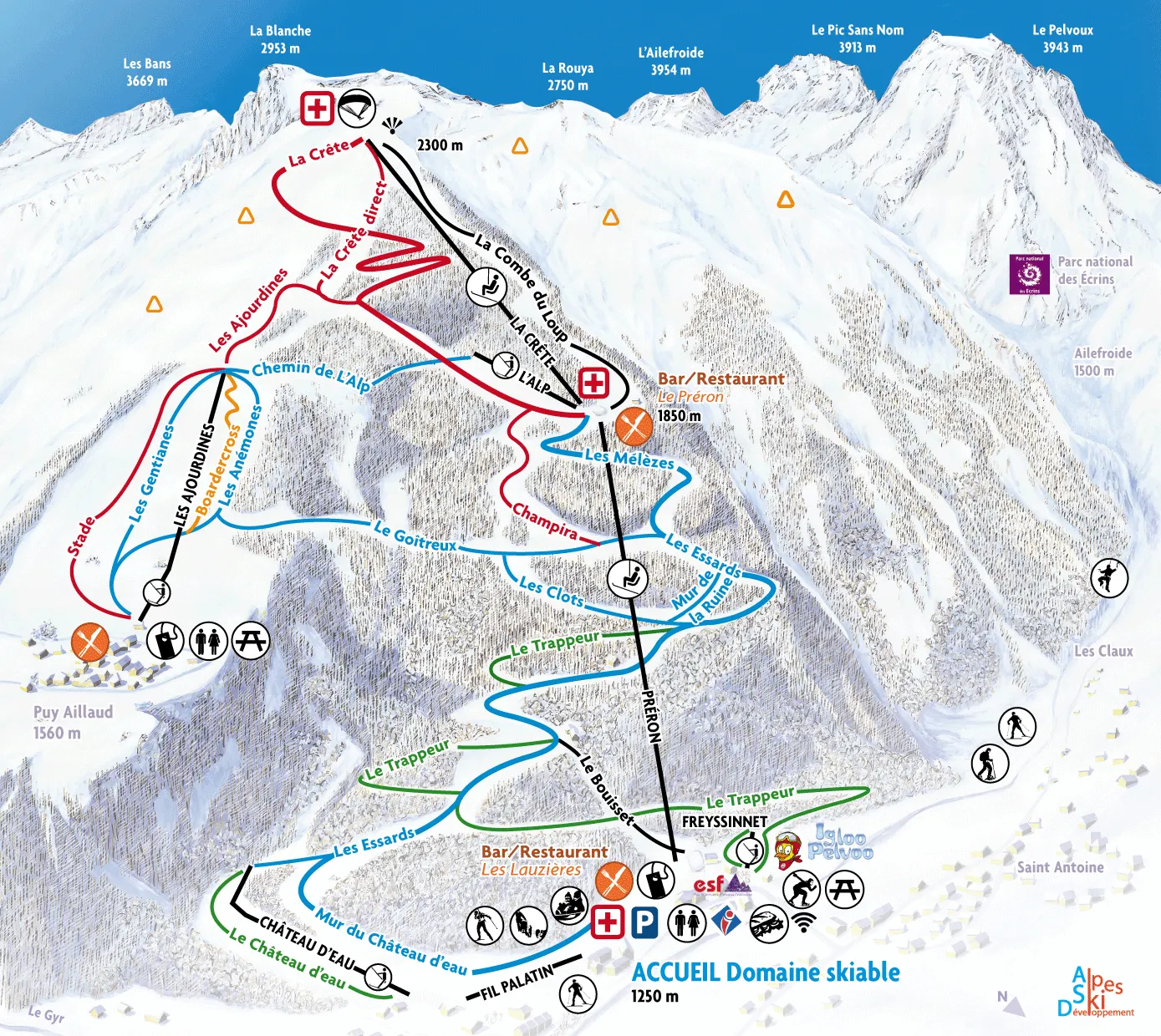 Pelvoux ski area map