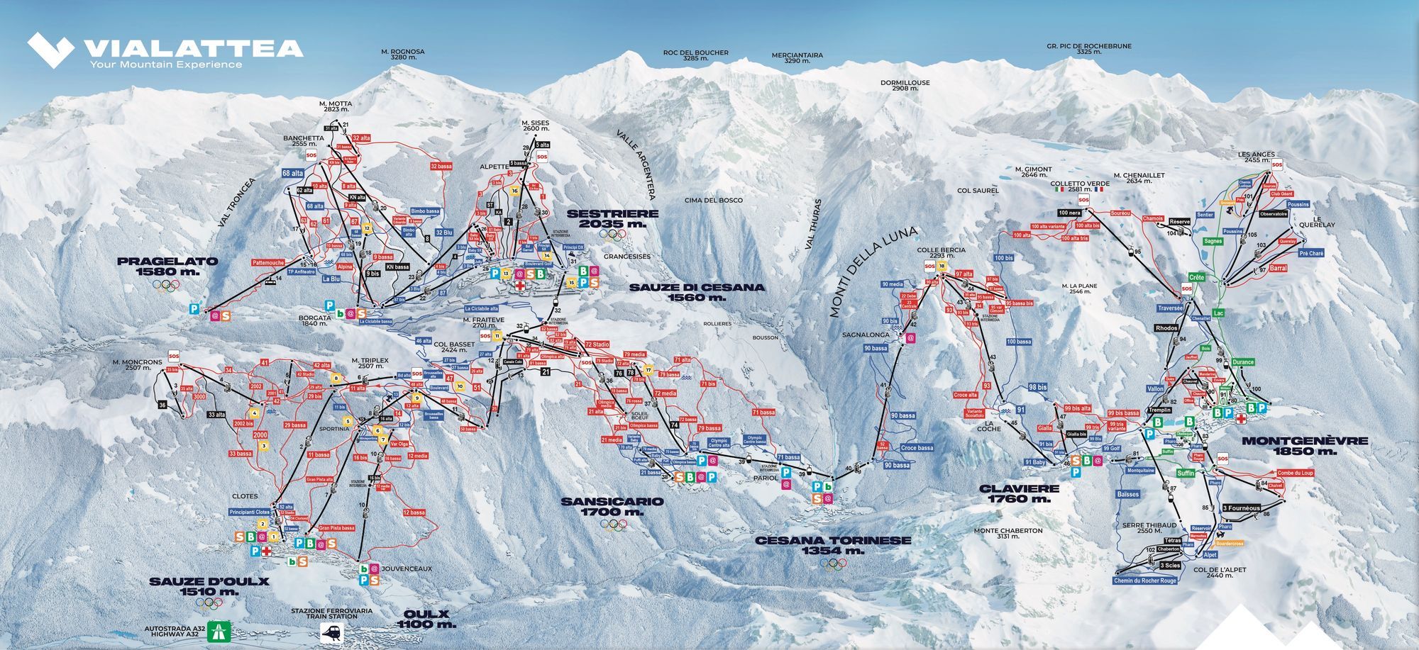 Via Lattea ski area map