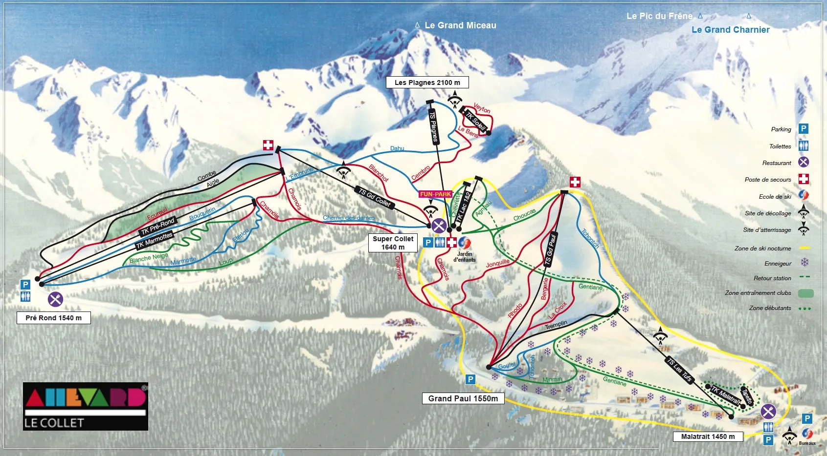 Le Collet d'Allevard ski area map