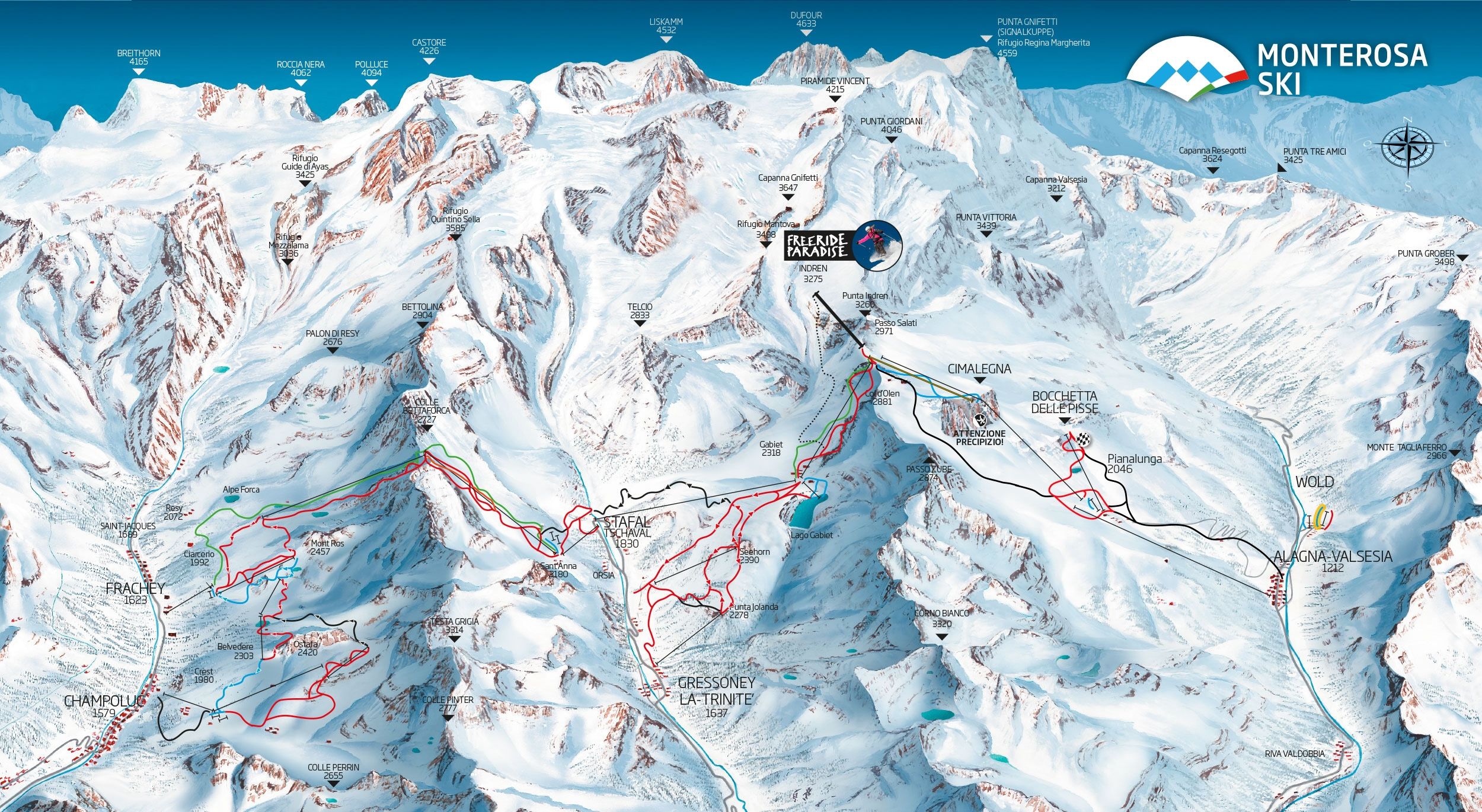 Monte Rosa ski area map
