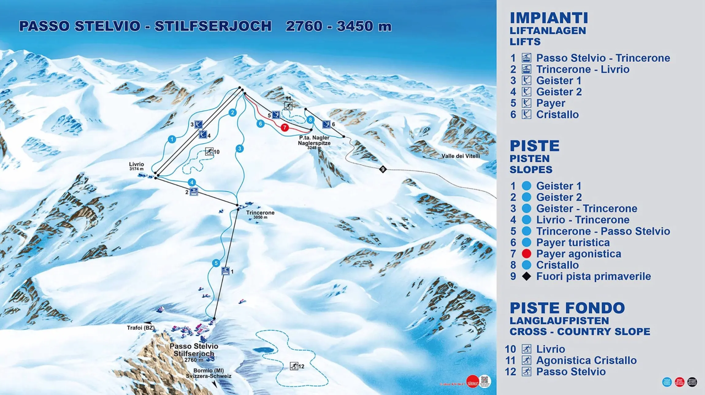 Passo dello Stelvio ski area map