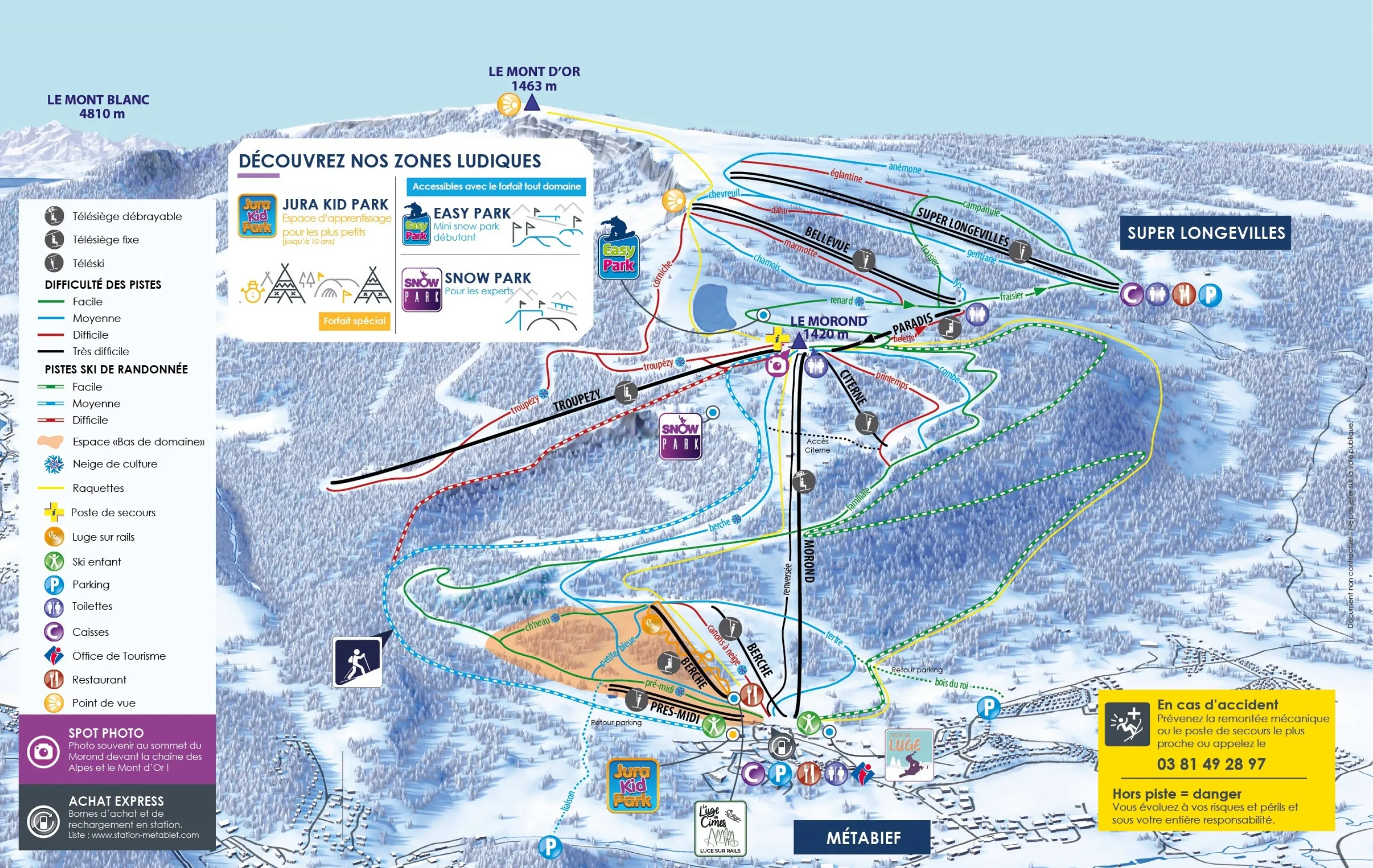 Métabief ski area map