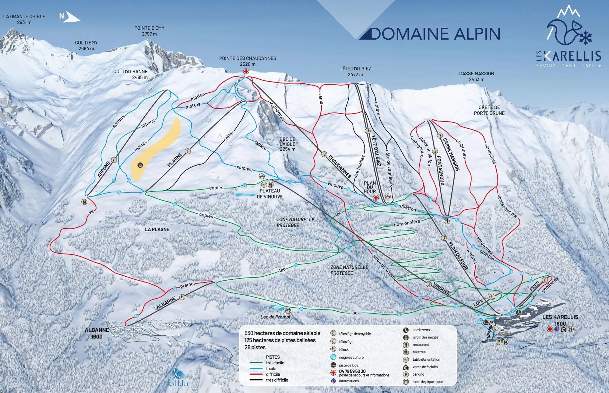 Les Karellis ski area map