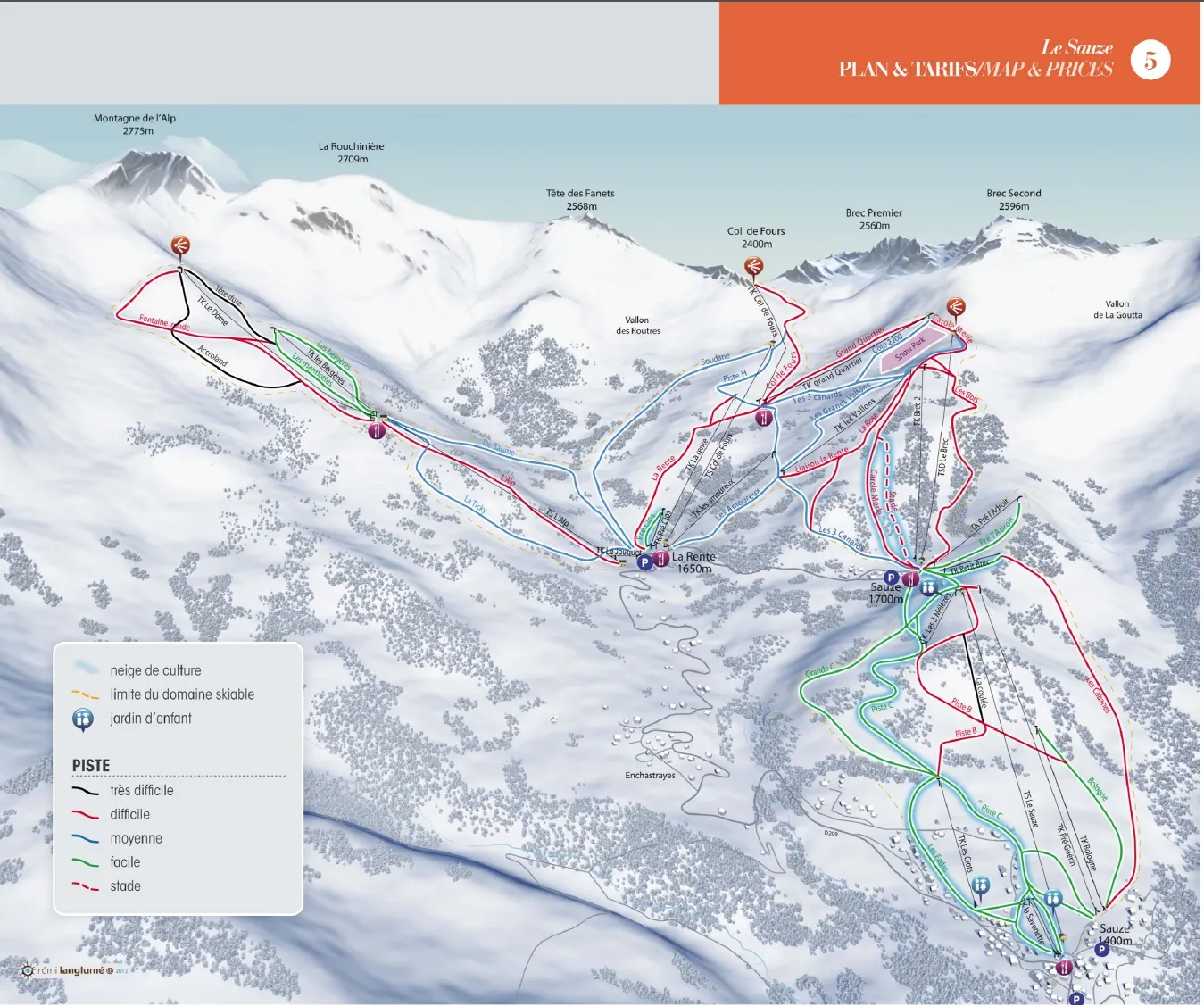 Le Sauze ski area map