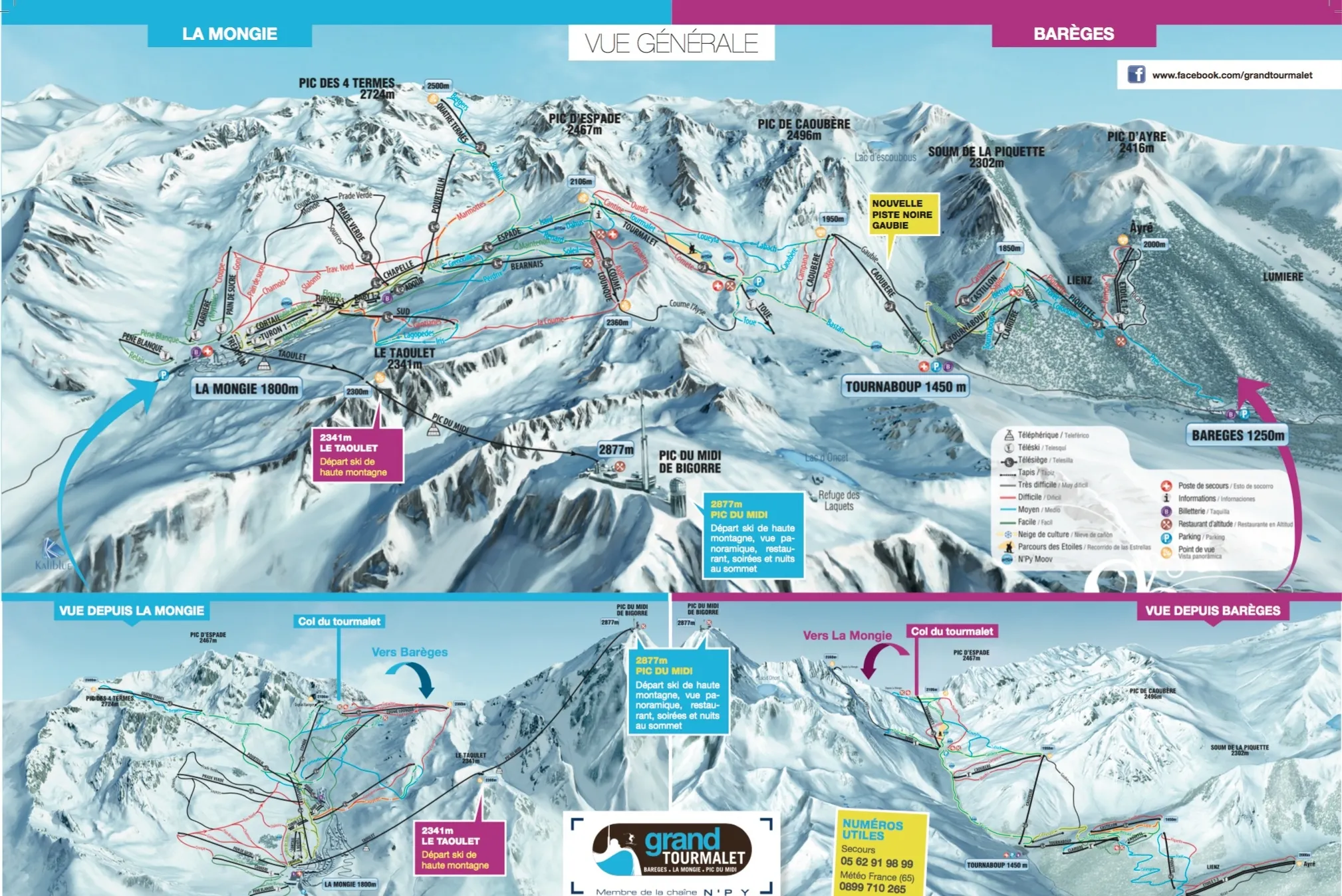 Grand Tourmalet – Pic du Midi ski area map