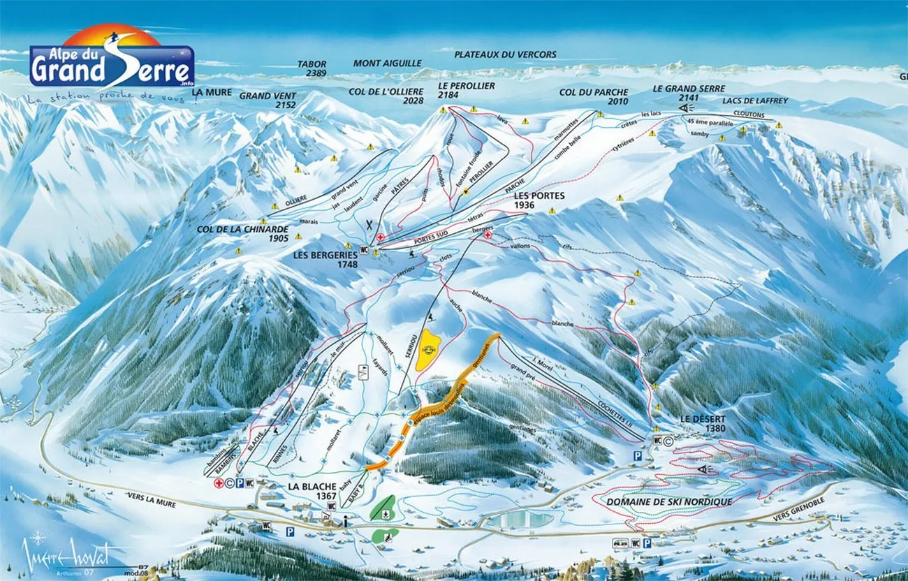 Alpe du Grand Serre ski area map