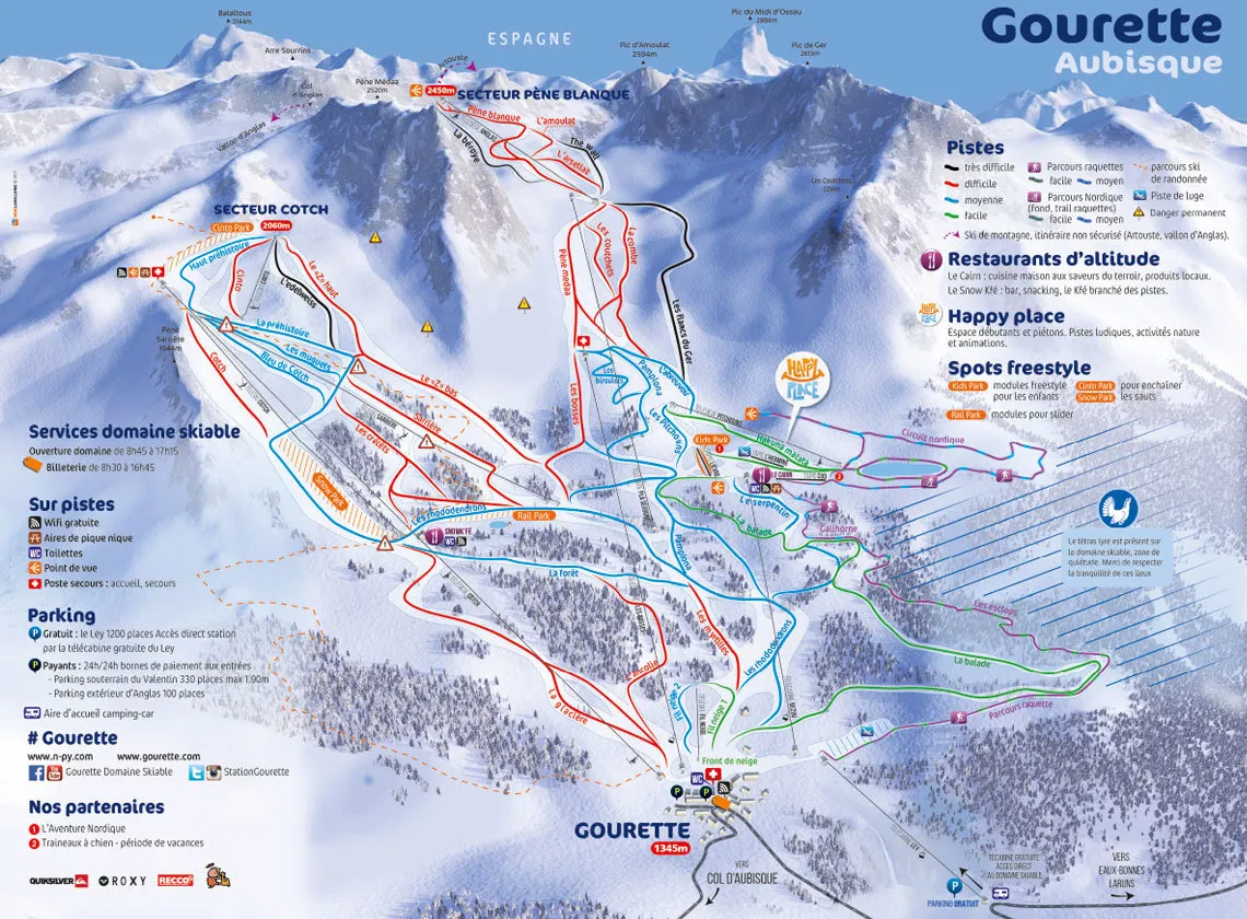 Gourette ski area map