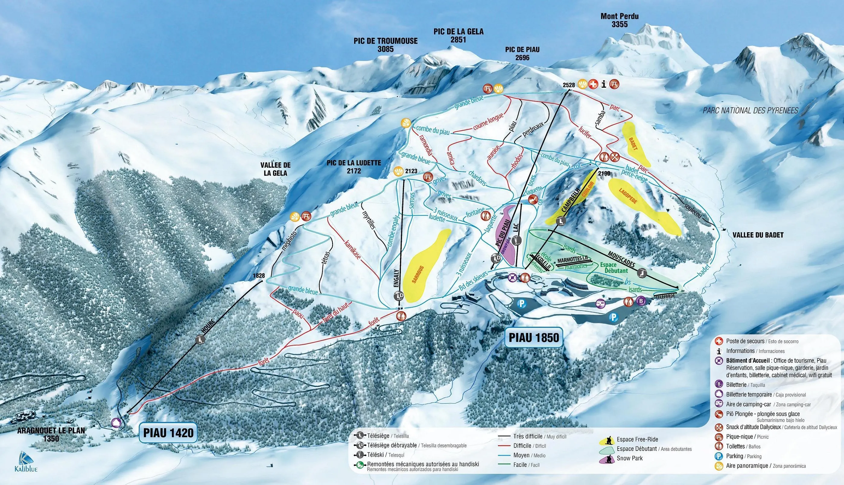 Piau Engaly ski area map