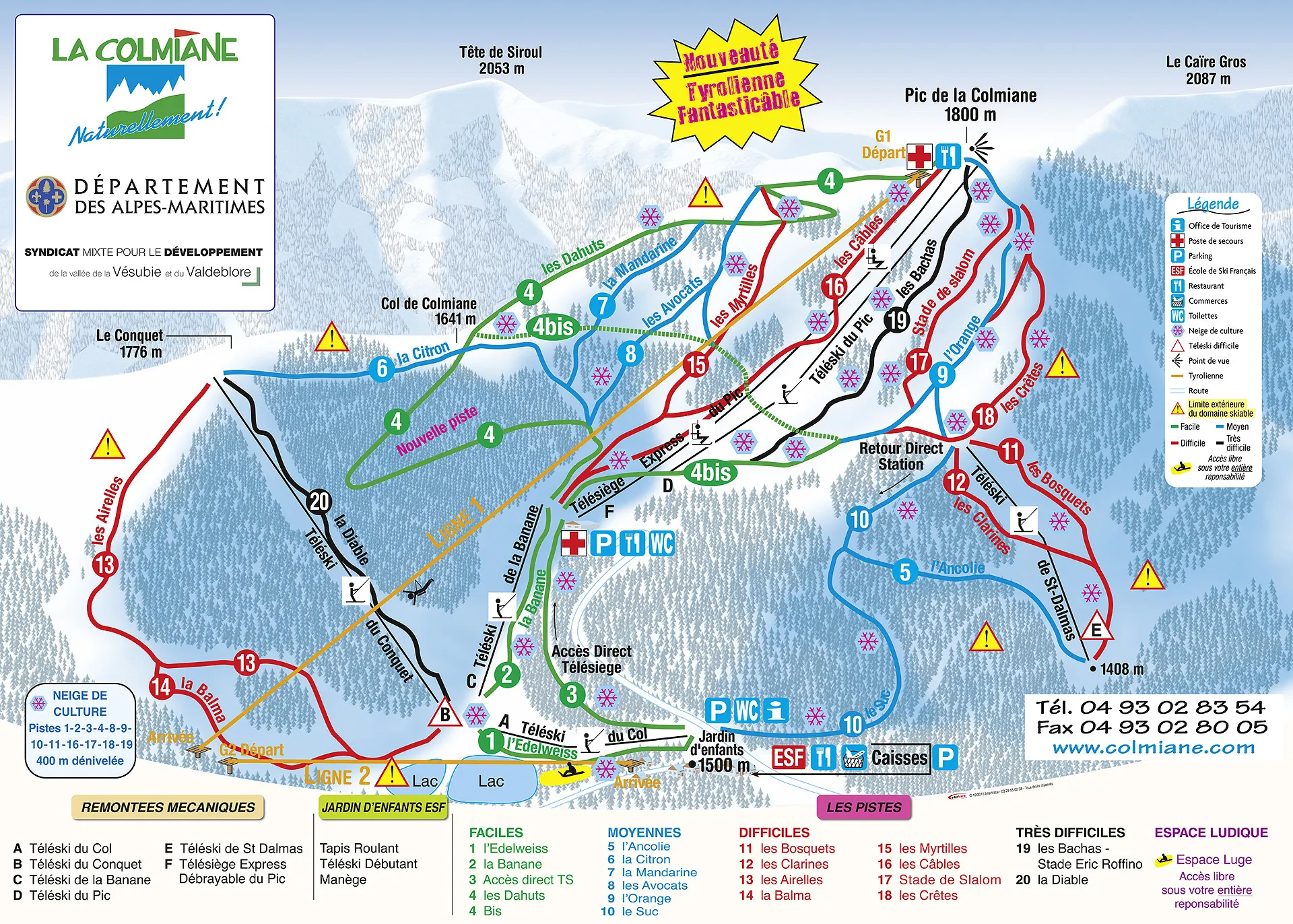 La Colmiane ski area map
