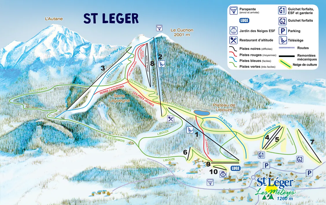 Saint Léger les Mélèzes ski area map