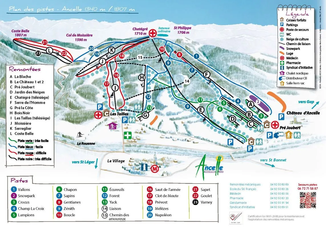 Ancelle ski area map