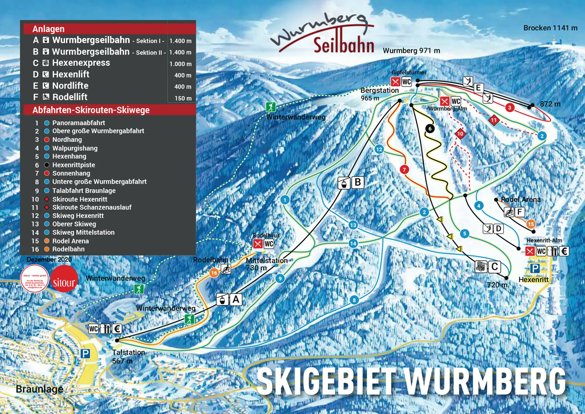 Wurmberg ski area map