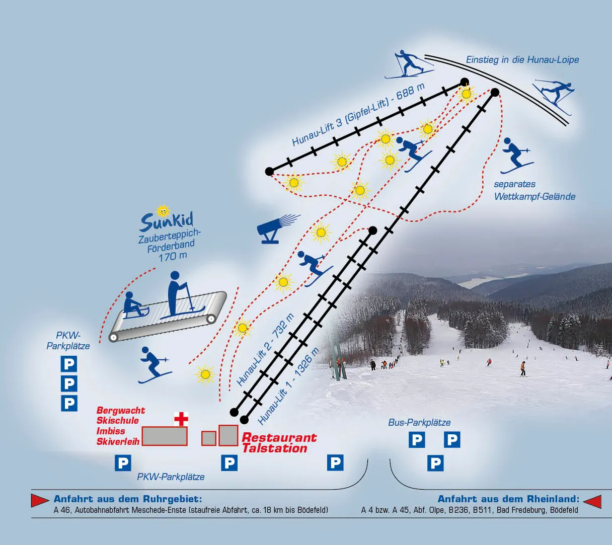 Bödefeld - Hunau ski area map