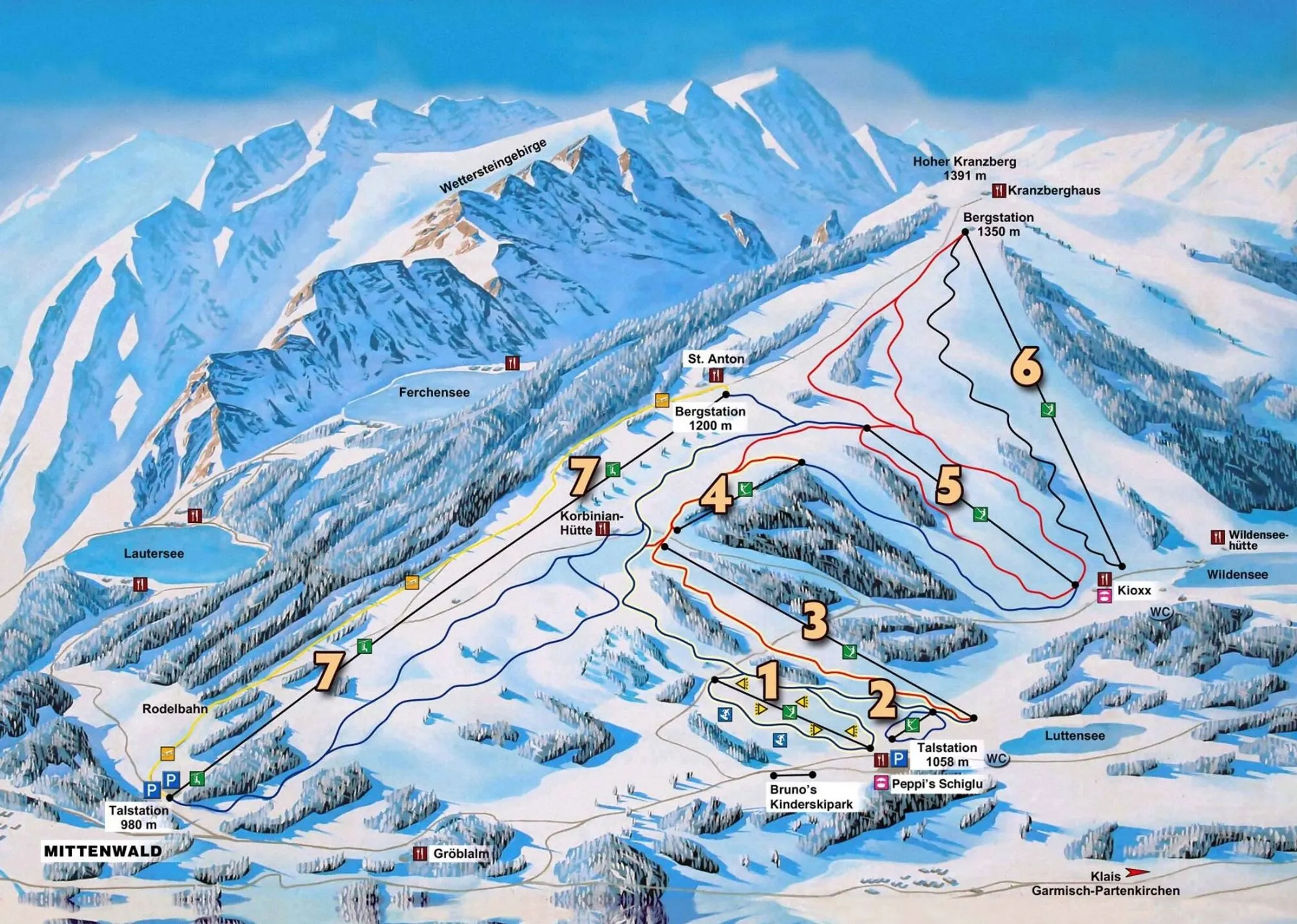 Mittenwald ski area map