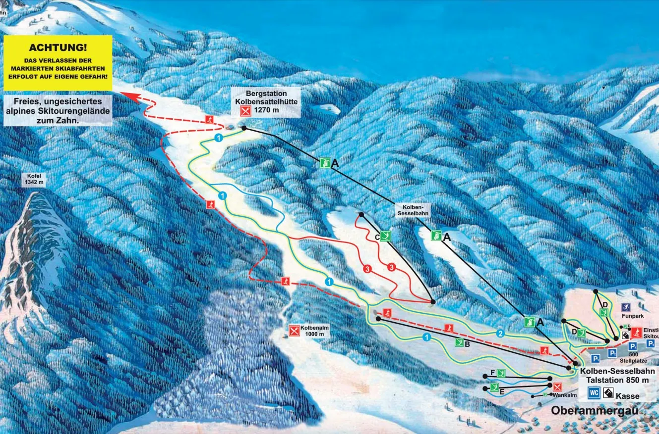 Oberammergau ski area map