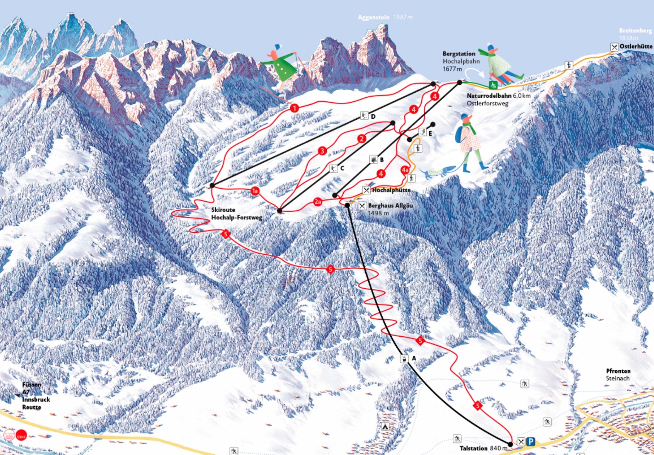 Ostallgäu ski area map