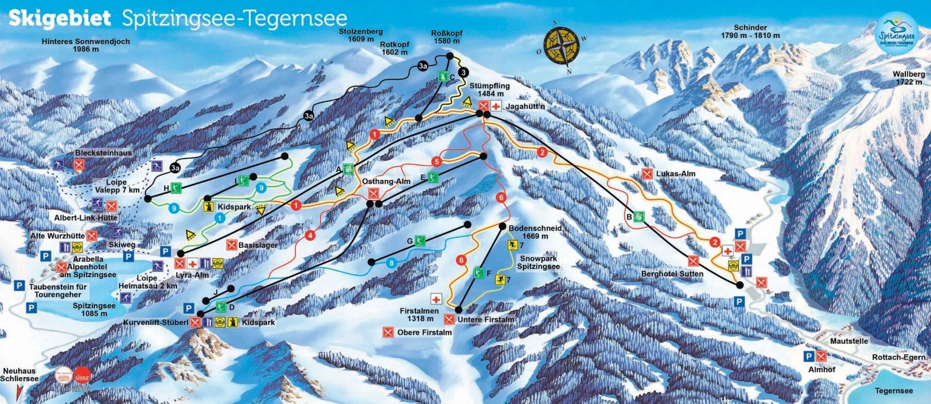 Spitzingsee - Tegernsee ski area map