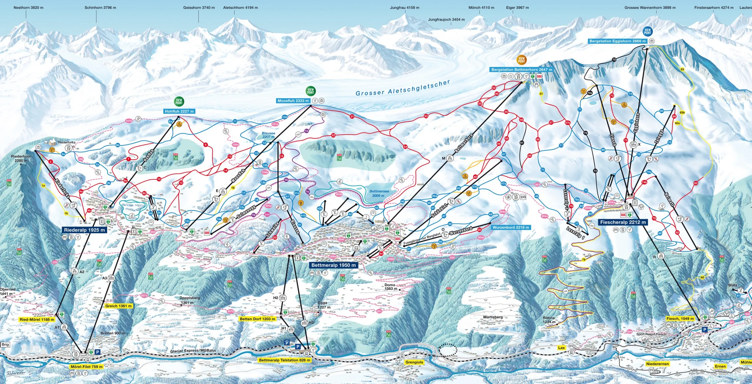 Aletsch Arena ski area map