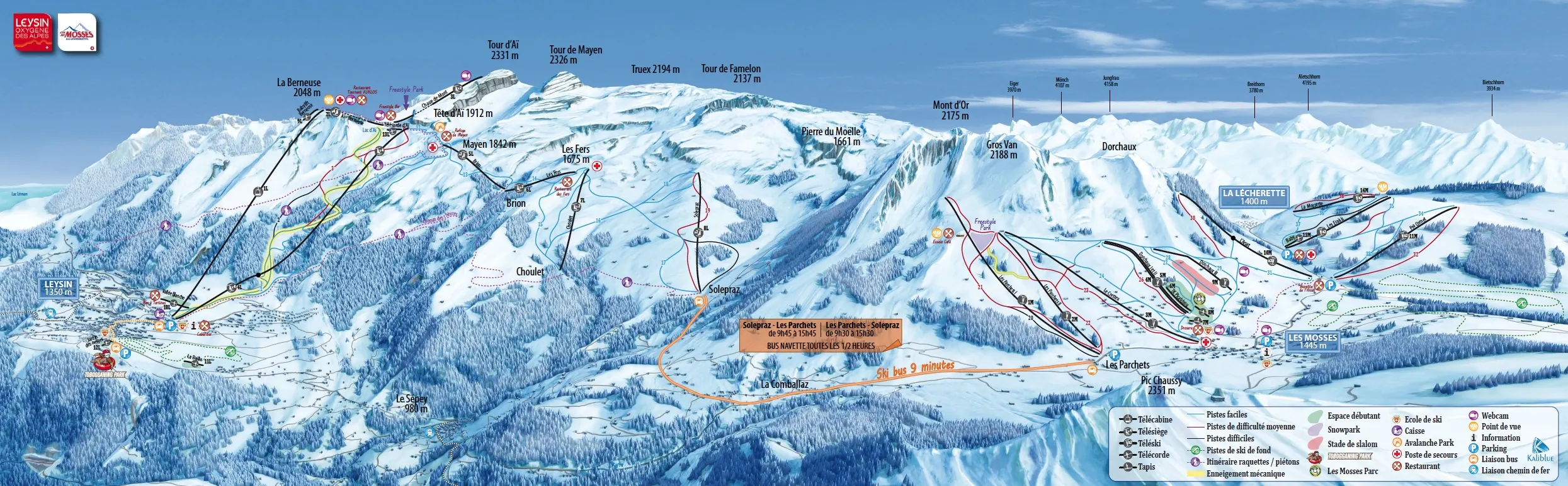 Leysin ski area map