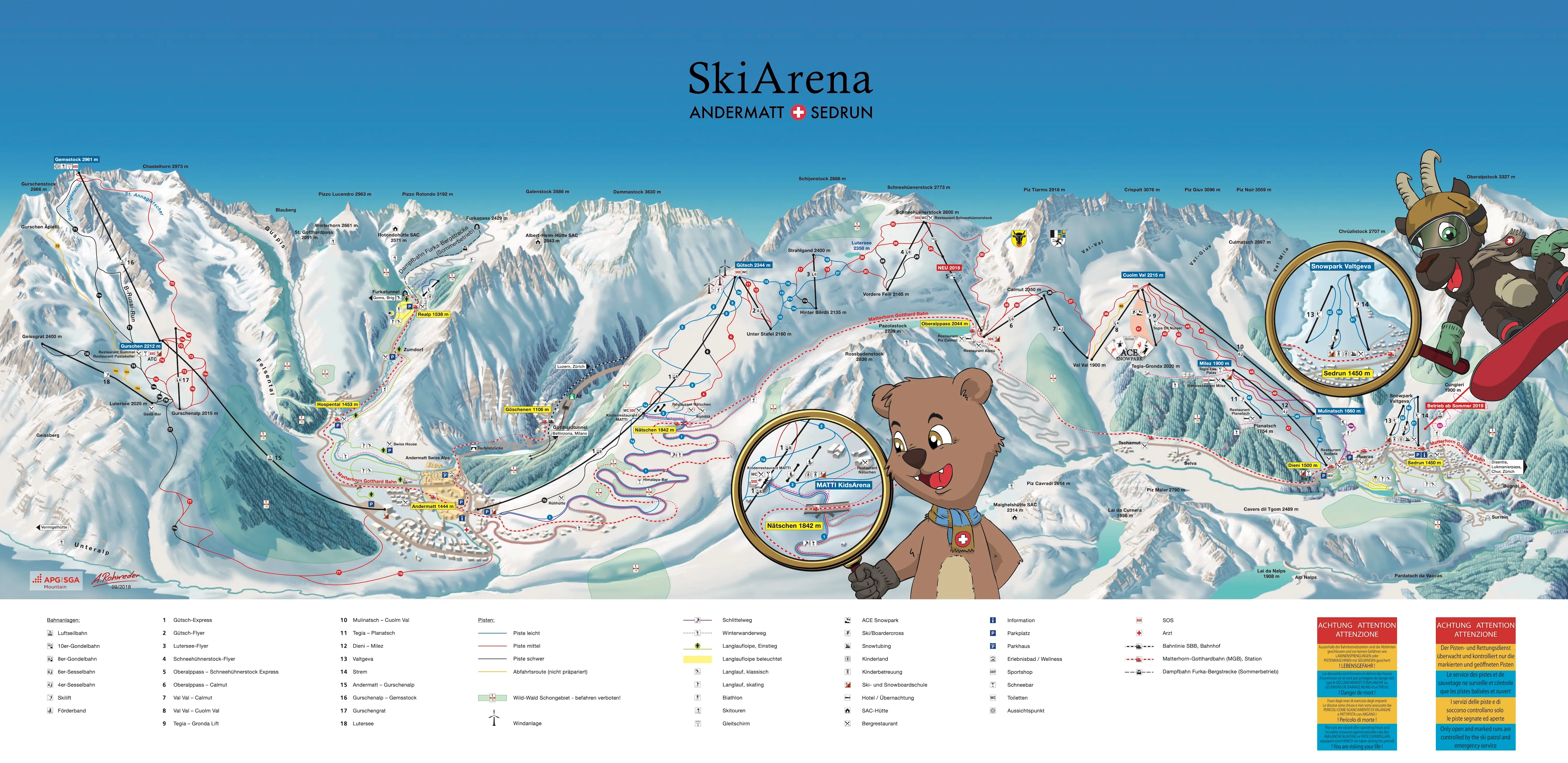 SkiArena Andermatt - Sedrun ski area map