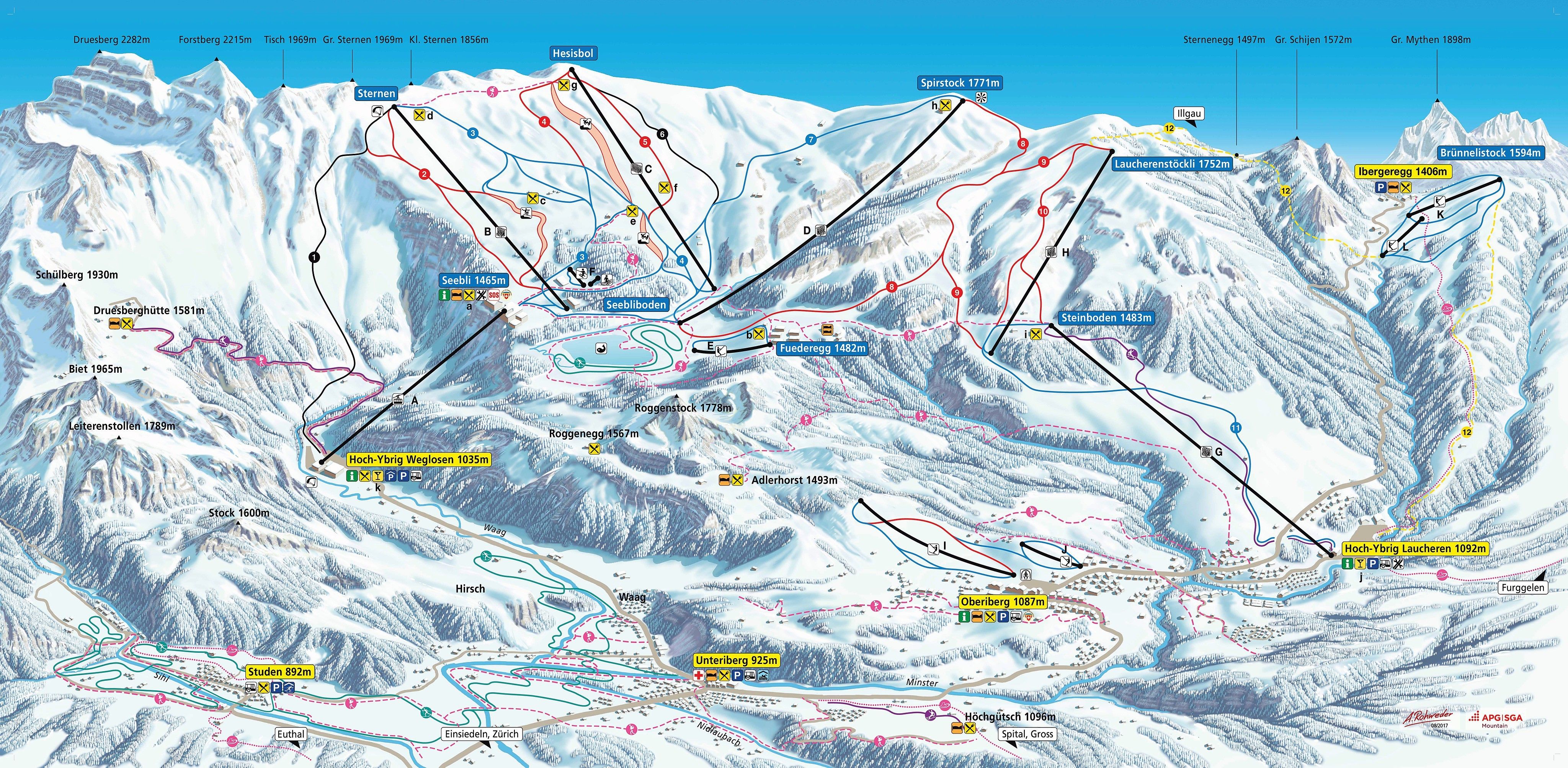 Hoch - Ybrig ski area map