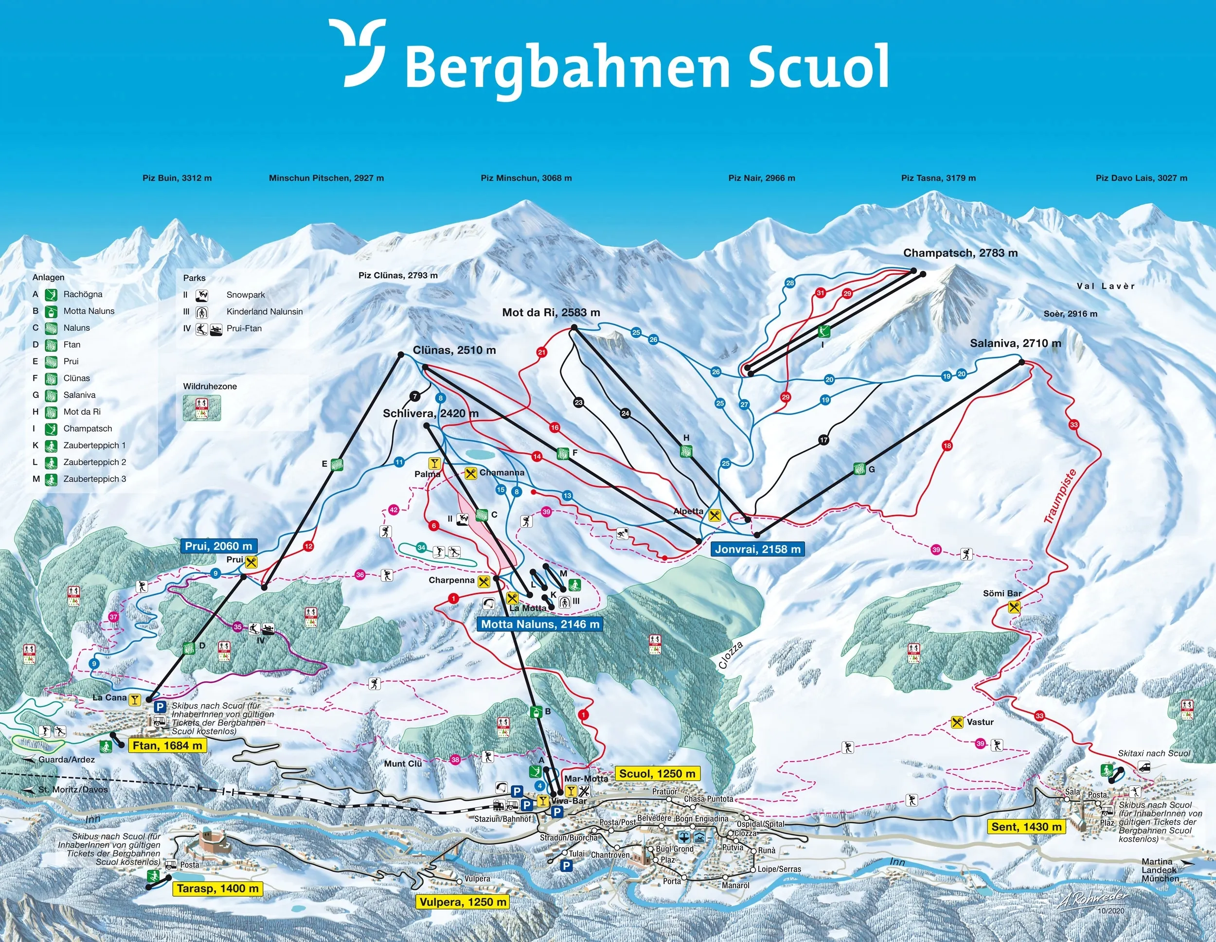 Scuol Motta Naluns ski area map