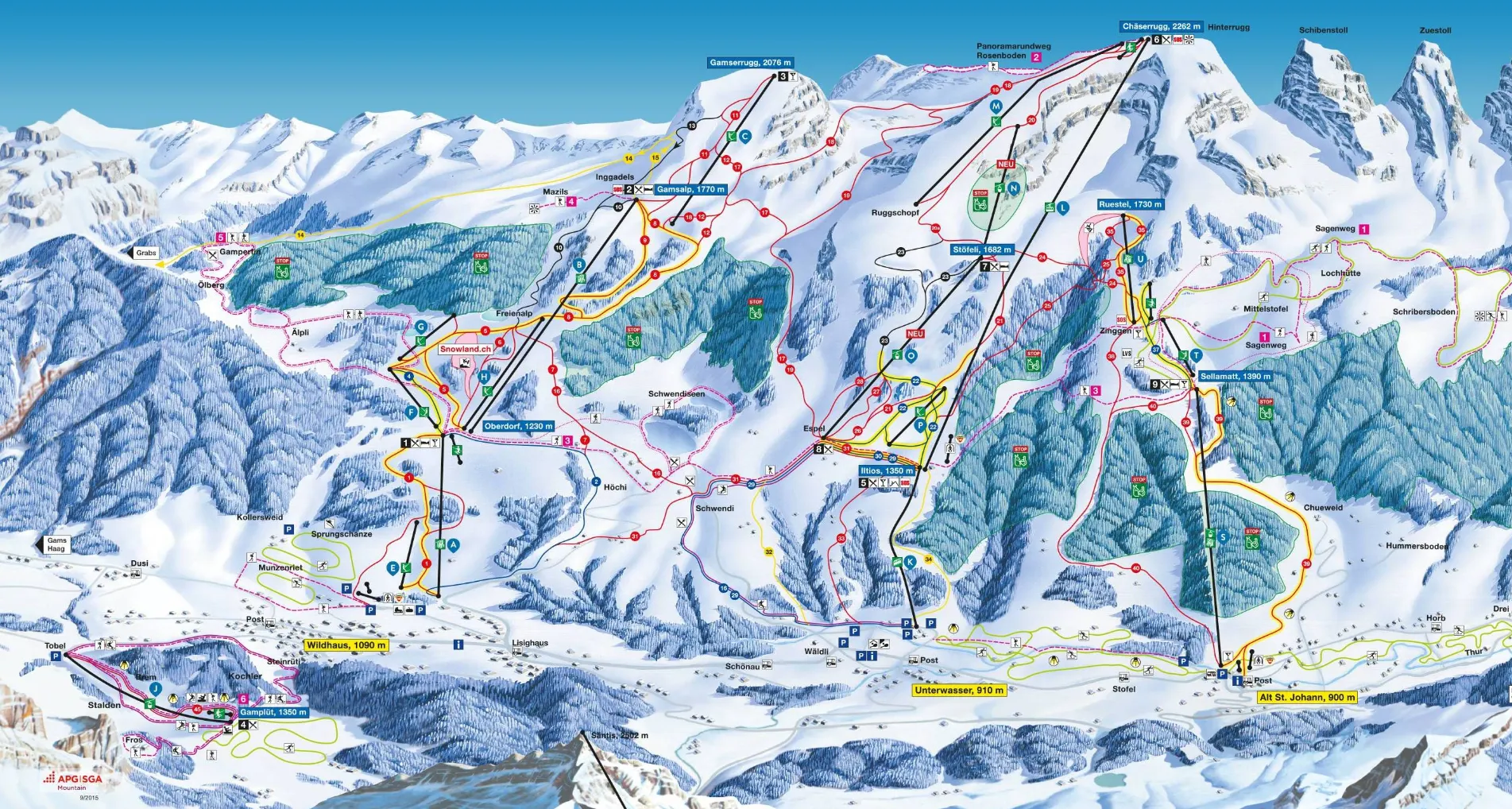 Toggenburg ski area map