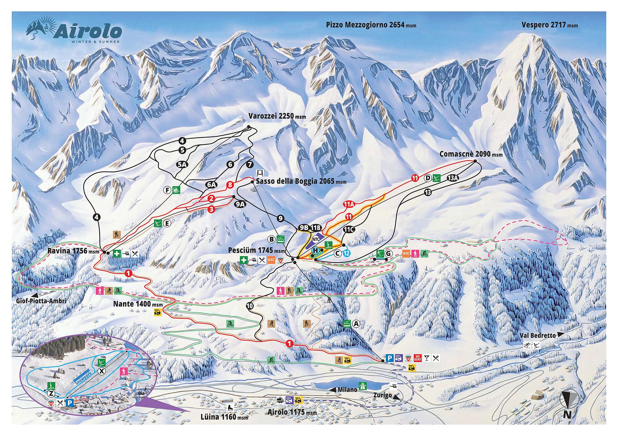 Pesciüm - Airolo ski area map