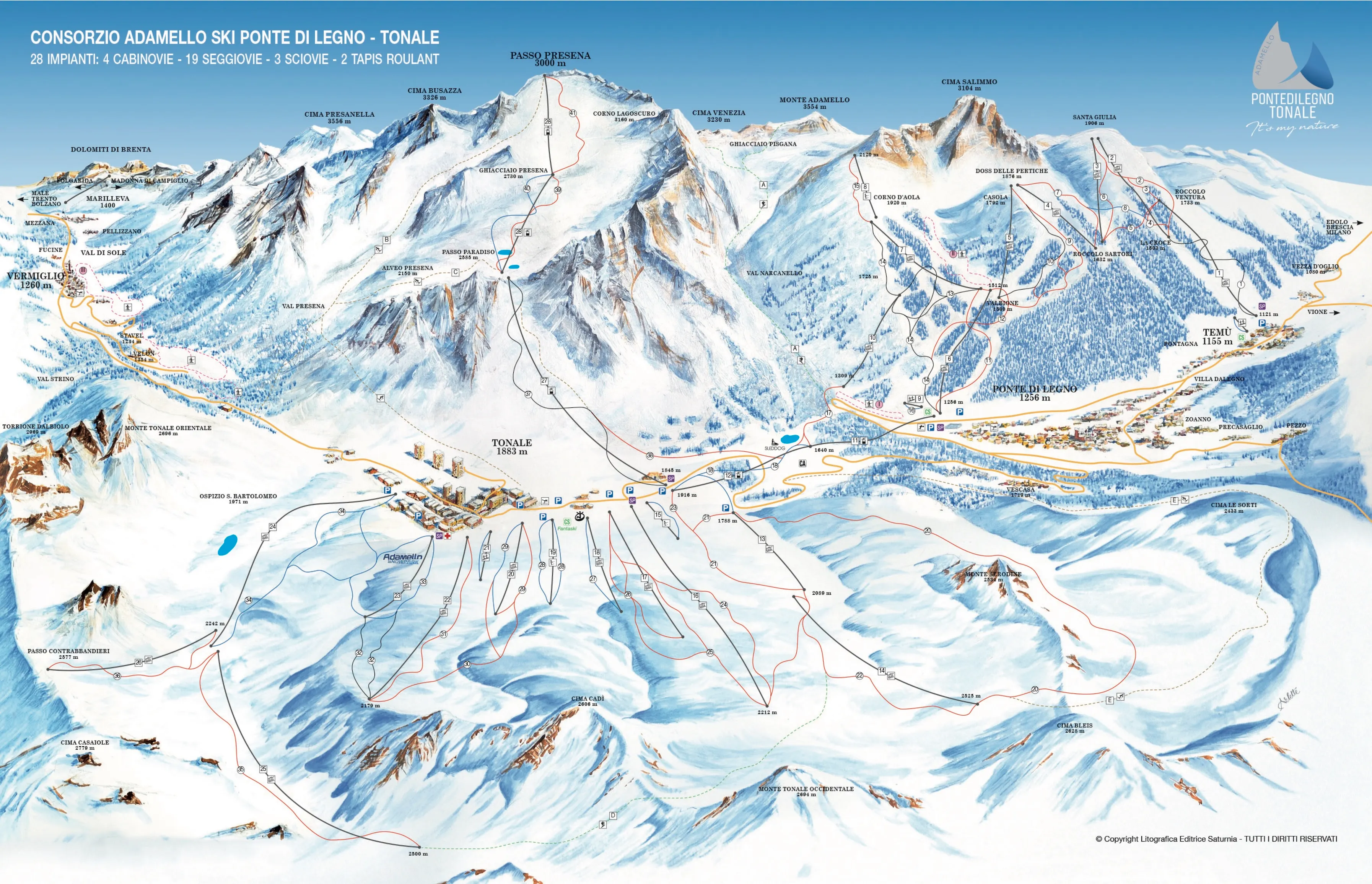 Ponte di Legno - Tonale ski area map