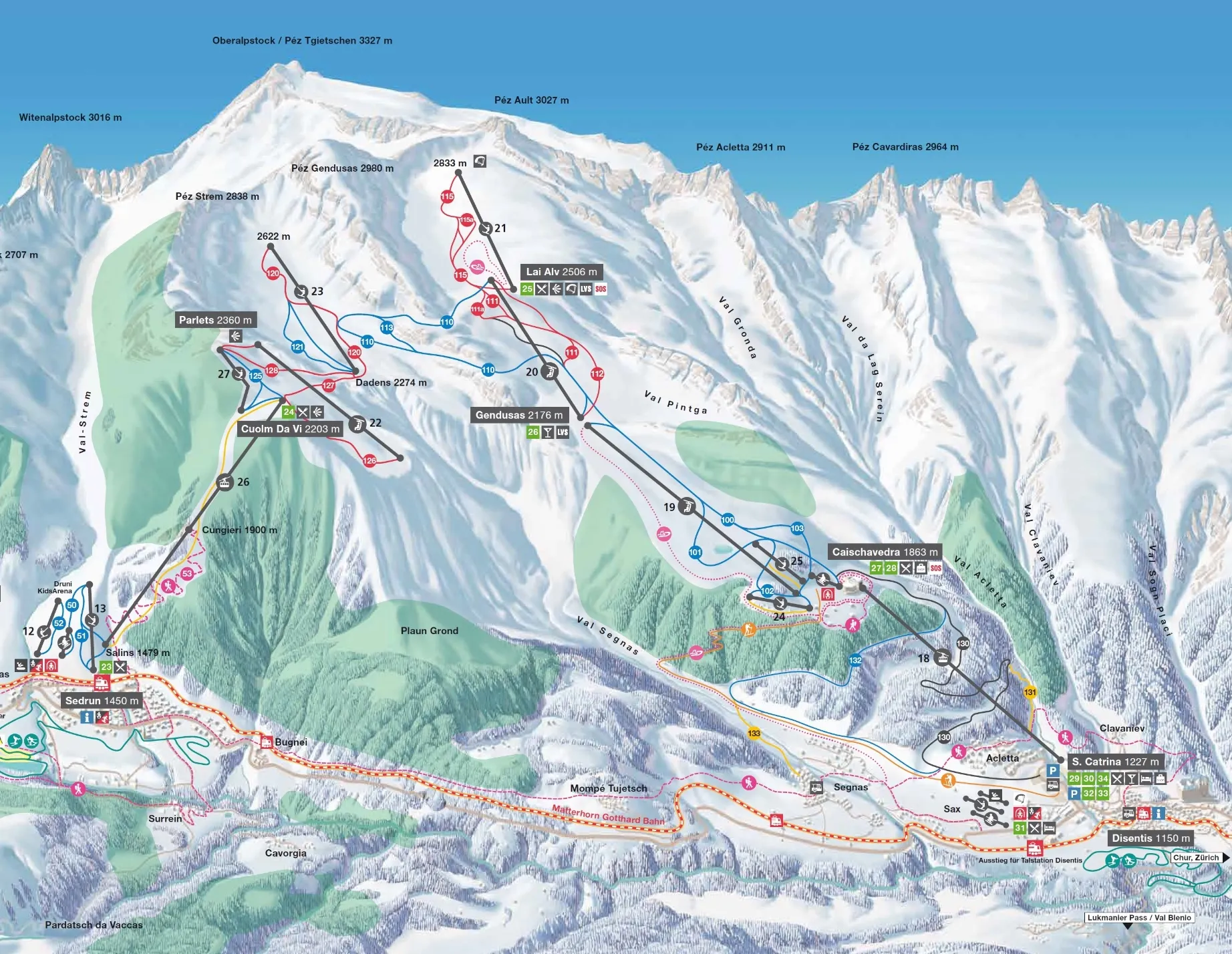 Disentis 3000 ski area map