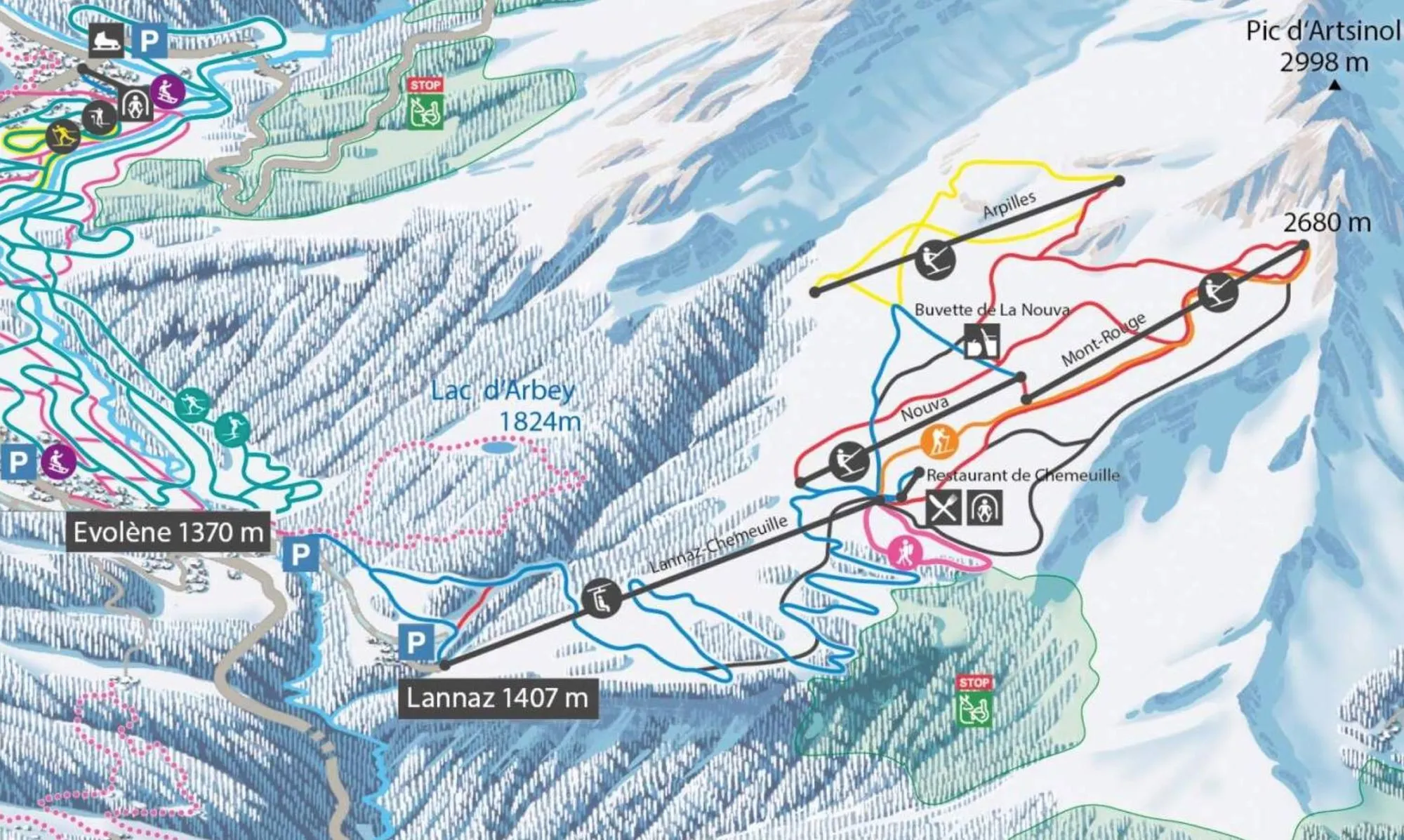 Evolène ski area map