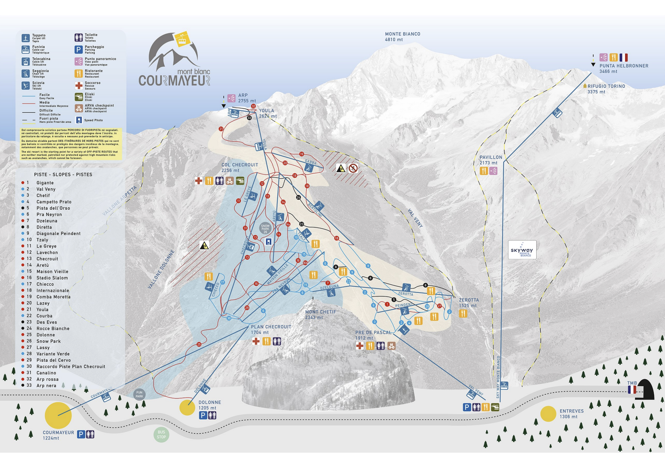 Courmayeur ski area map