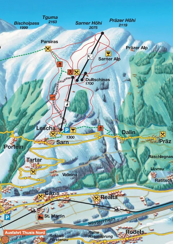 Sarn Heinzenberg ski area map