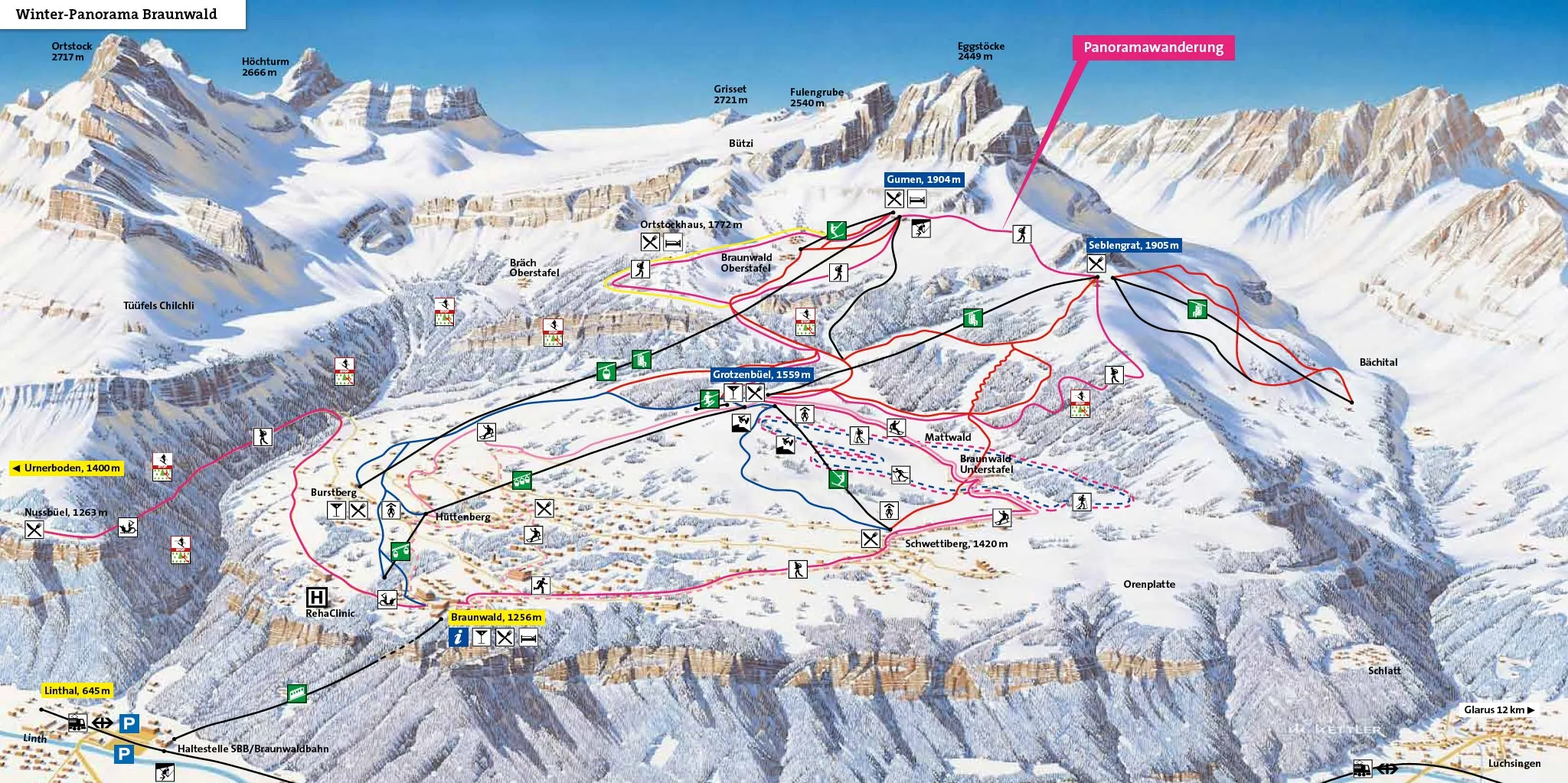 Braunwald ski area map