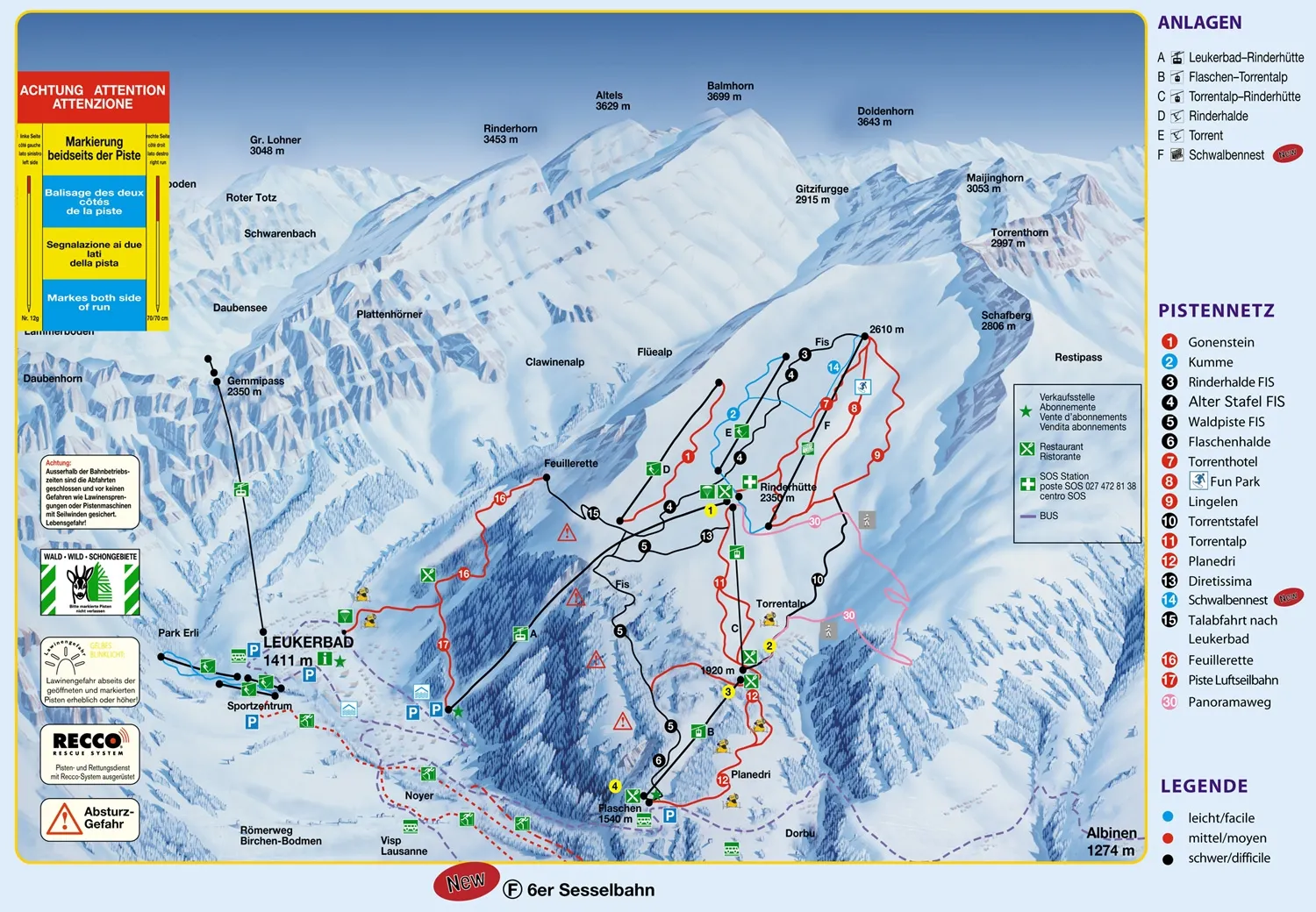 Torrent - Leukerbad ski area map