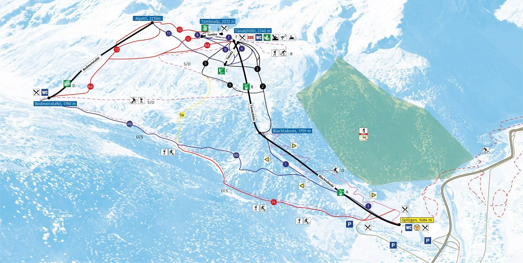 Splügen - Tambo ski area map