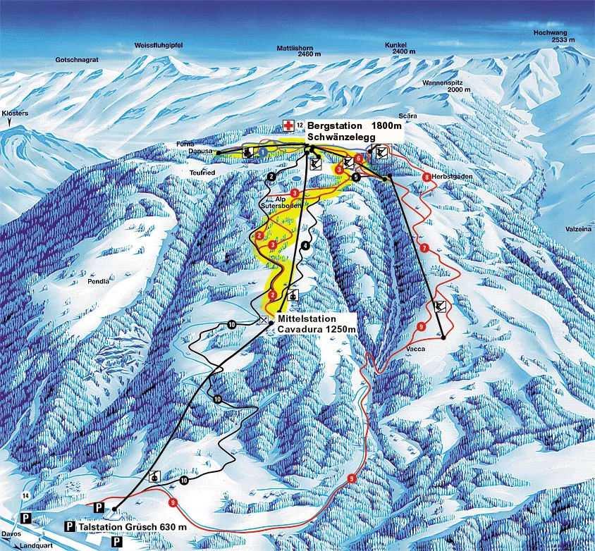Grüsch - Danusa ski area map