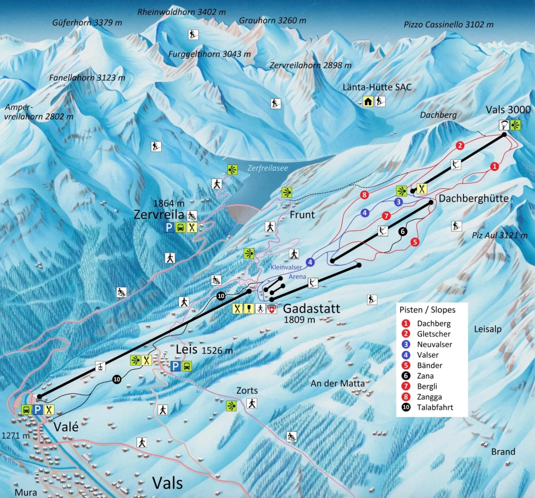 Vals 3000 ski area map