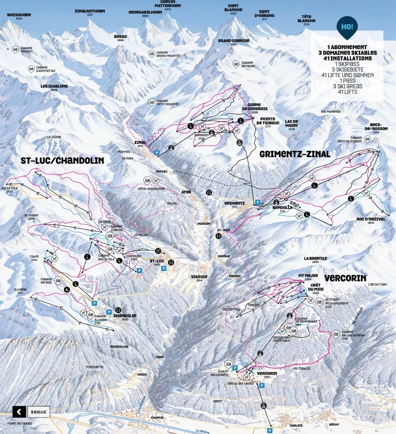 Val d’Anniviers ski area map
