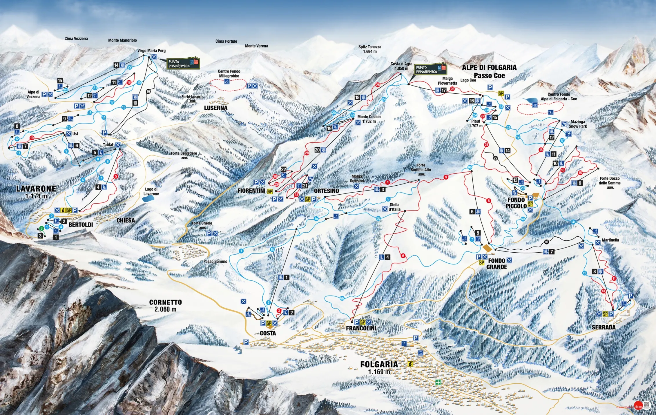 Folgaria - Lavarone ski area map